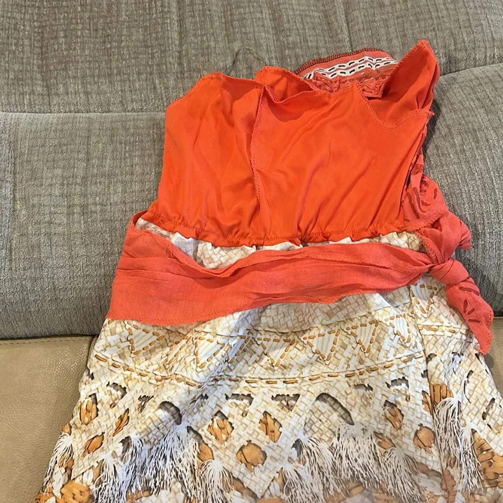 Disney Moana Red and White Patterned Top size 78 one piece used once